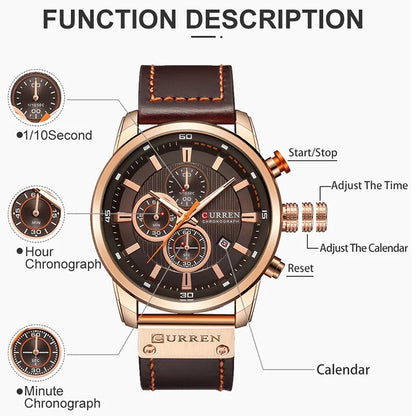 Curren 8291 Chronograph Watch - Brown_1
