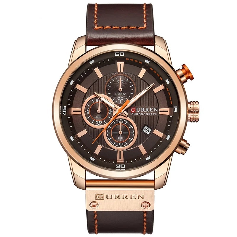 Curren 8291 Chronograph Watch - Brown_0