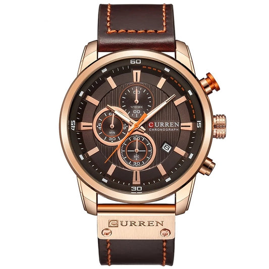 Curren 8291 Chronograph Watch - Brown_0
