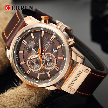 Curren 8291 Chronograph Watch - Brown_2