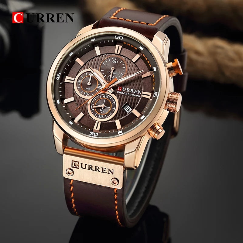 Curren 8291 Chronograph Watch - Brown_3