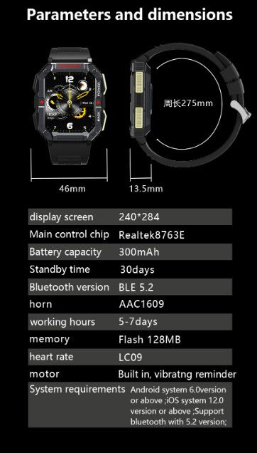 YK01 Smart Watch for Outdoor Sports - Black_2