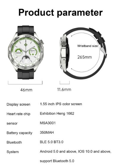 EX105 Smart Watch encoder wireless charging payment function - Black_5