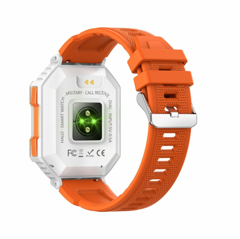 KR80 Bluetooth HD Heal Monitoring Smart Watch - White/Orange_2