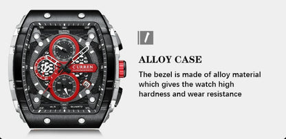 CURREN 8442 Men's Waterproof Six Needle Quartz  Multifunctional Watch Men's Watch - Black_3