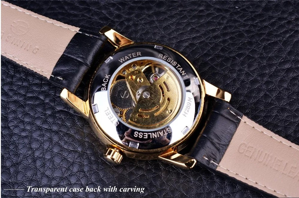 Forsining Hollow Engraving Skeleton Casual Designer Brand Automatic Watches - Black Silver_4