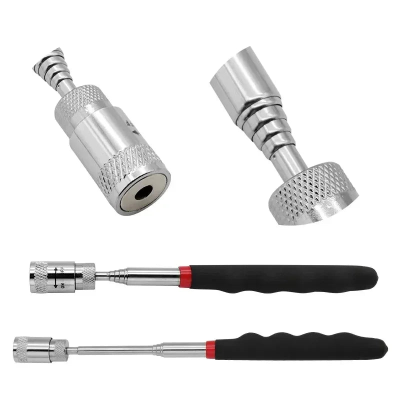 Telescopic Magnetic Pen with LED Light Extendable Pickup Rod Mini Portable Magnet Tool for Screws Nuts Bolts Metal Parts