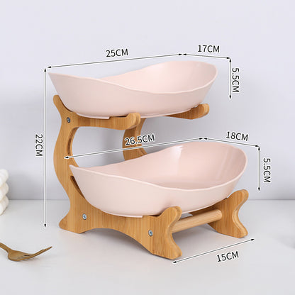 2-Tier Bamboo Fruit Stand for Kitchen