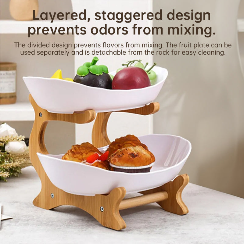 2-Tier Bamboo Fruit Stand for Kitchen