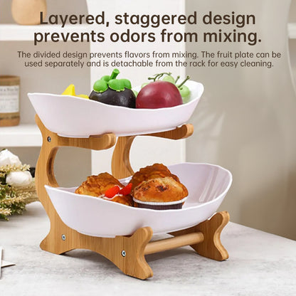 2-Tier Bamboo Fruit Stand for Kitchen