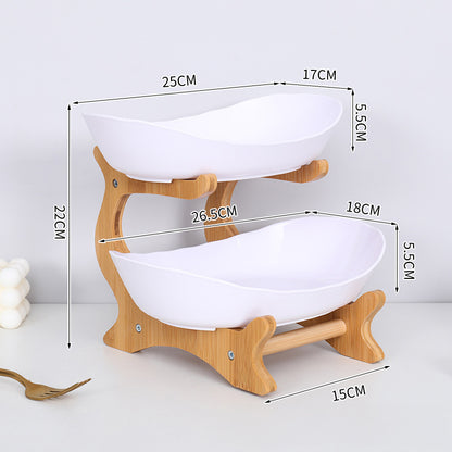 2-Tier Bamboo Fruit Stand for Kitchen