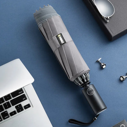 ZUODU Automatic Umbrella Men LED Windproof Reverse Folding Business Umbrella Rain Men Car Automatic Reverse Umbrellas Strong U5B