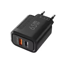 65W USB C Charger 3.0 GaN Charger Type C Power Adapter With 2-Port Fast Wall Charger