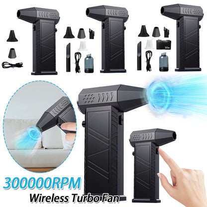 300000RPM Electric Air Duster Rechargeable Powerful Air Blower Multifunctional Portable Turbo Jet Fan Strong Power for Home Car