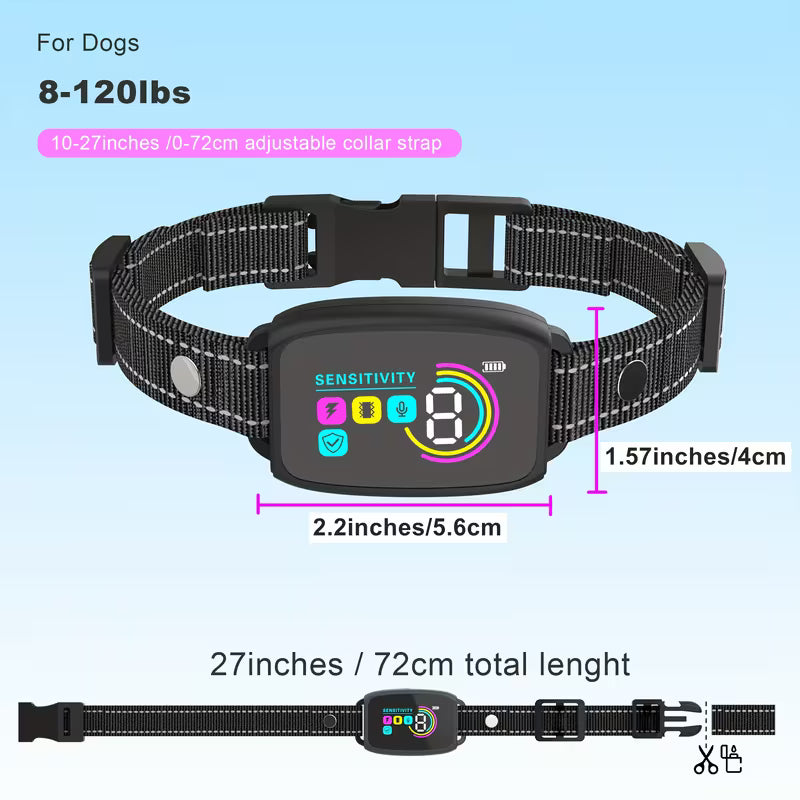 Smart Automatic Anti Barking Dog Collar Rechargeable Bark Stopper Stop Barking HD Digital Display IP67 Waterproof Collar For Dogs Pet Products