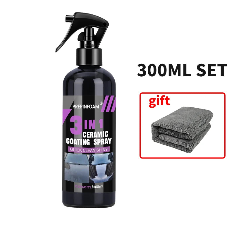 3 in 1 Car Ceramic Liquid Coating Spray Nano Crystal Hydrophobic Layer Polishing Agent High Gloss Paint Protection Wax Car Care